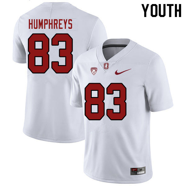 Youth #83 John Humphreys Stanford Cardinal College Football Jerseys Sale-White